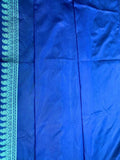 Blue Soft Lichi Silk Saree Heavy Sari image 6