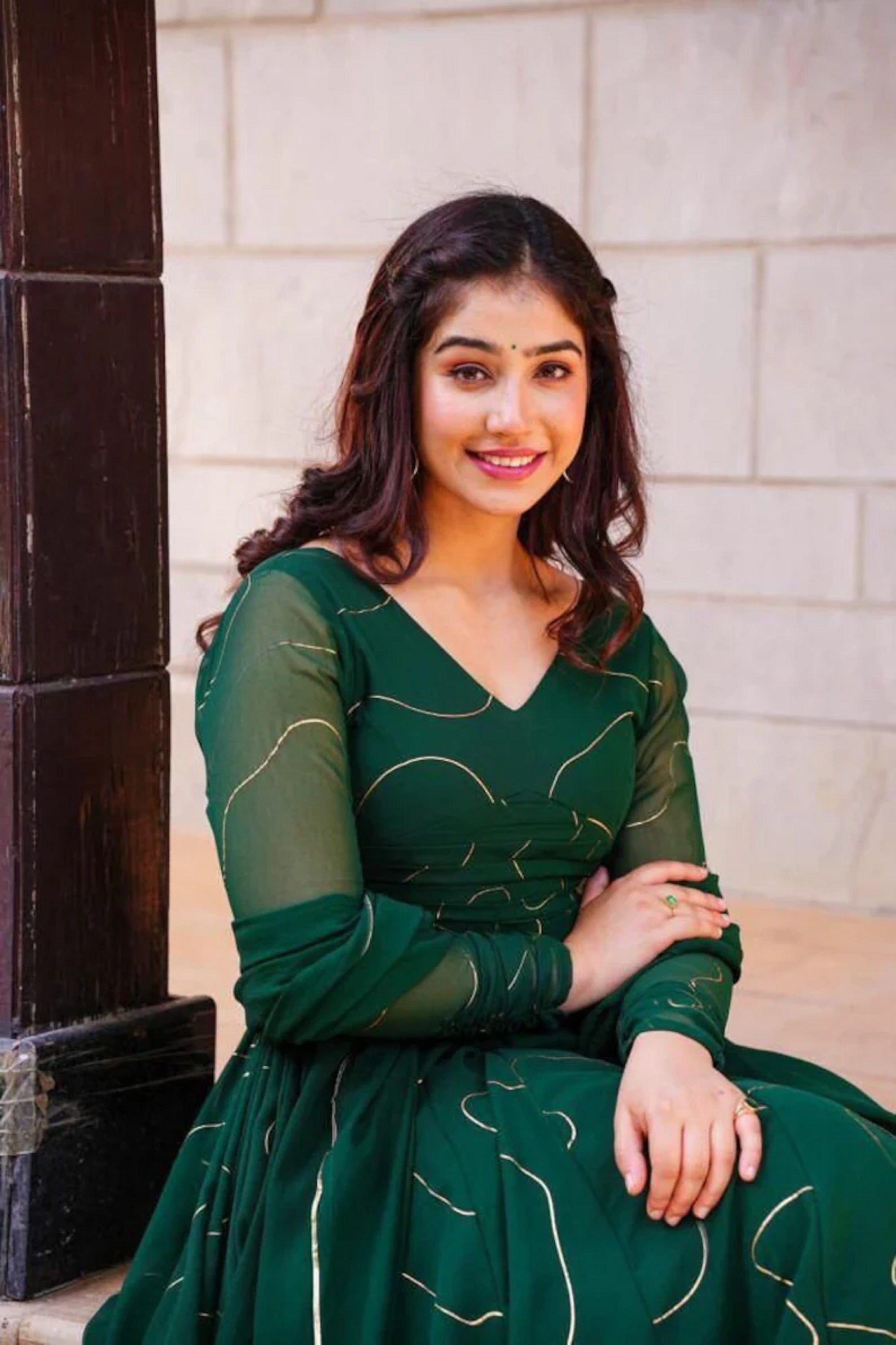 Designer Faux Georgette Anarkali Kurti with Full Sleeves Fully Stitched for Womens 13-SR55 image 6