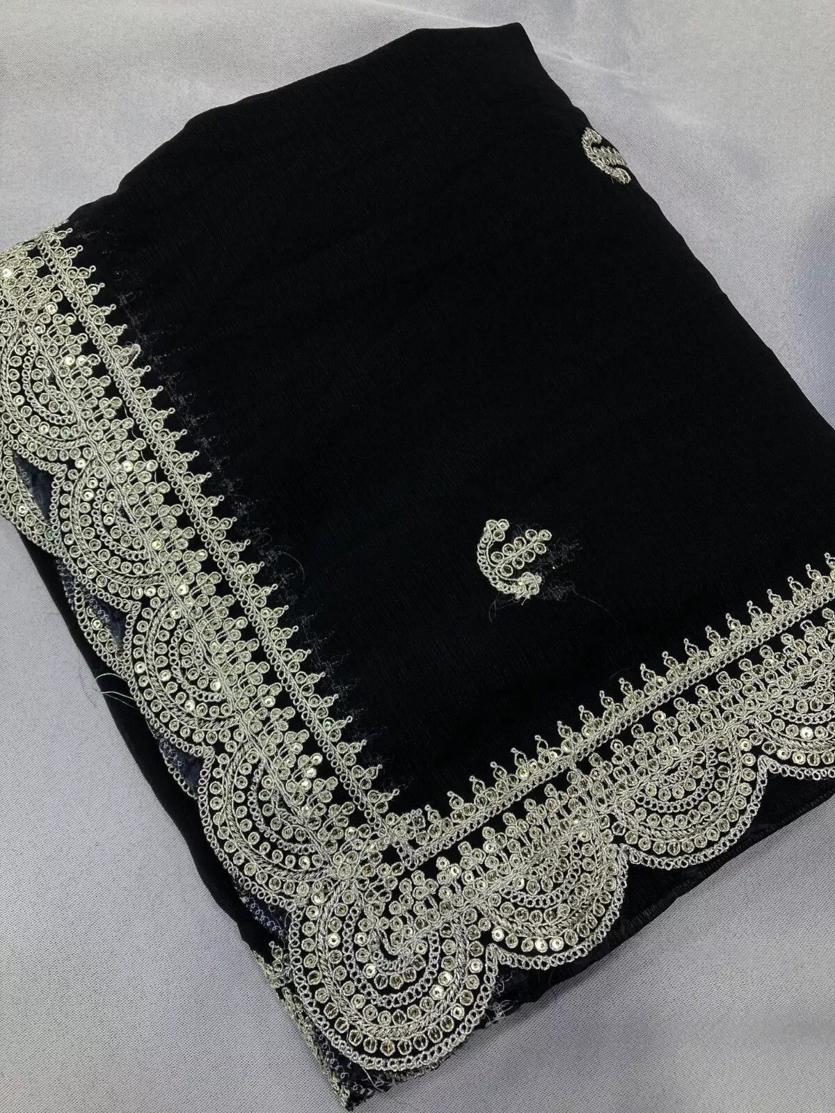 NavyBlue Ethnic Traditional Party Zomato Chiffon Silk Saree Women image 8