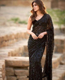 Black Color Georgette Party wear Saree image 1