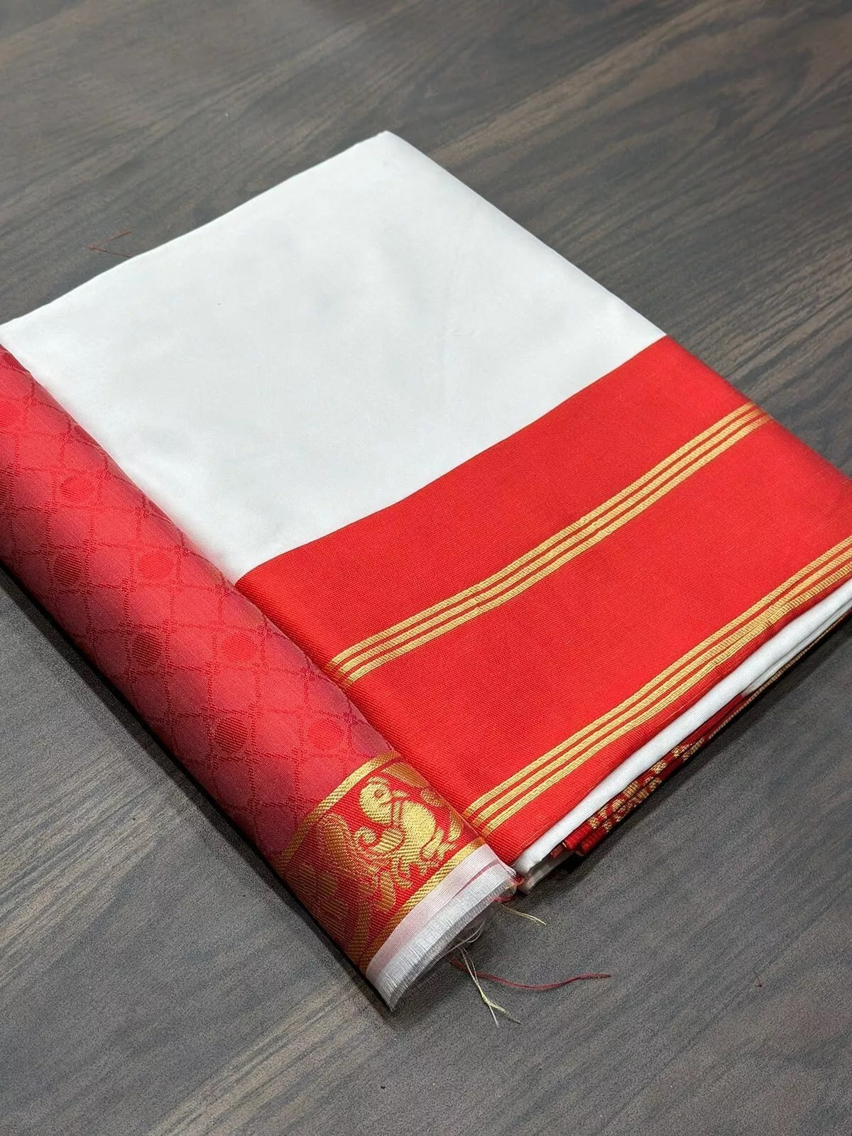 Soft Lichi Silk Saree And Blouse image 6