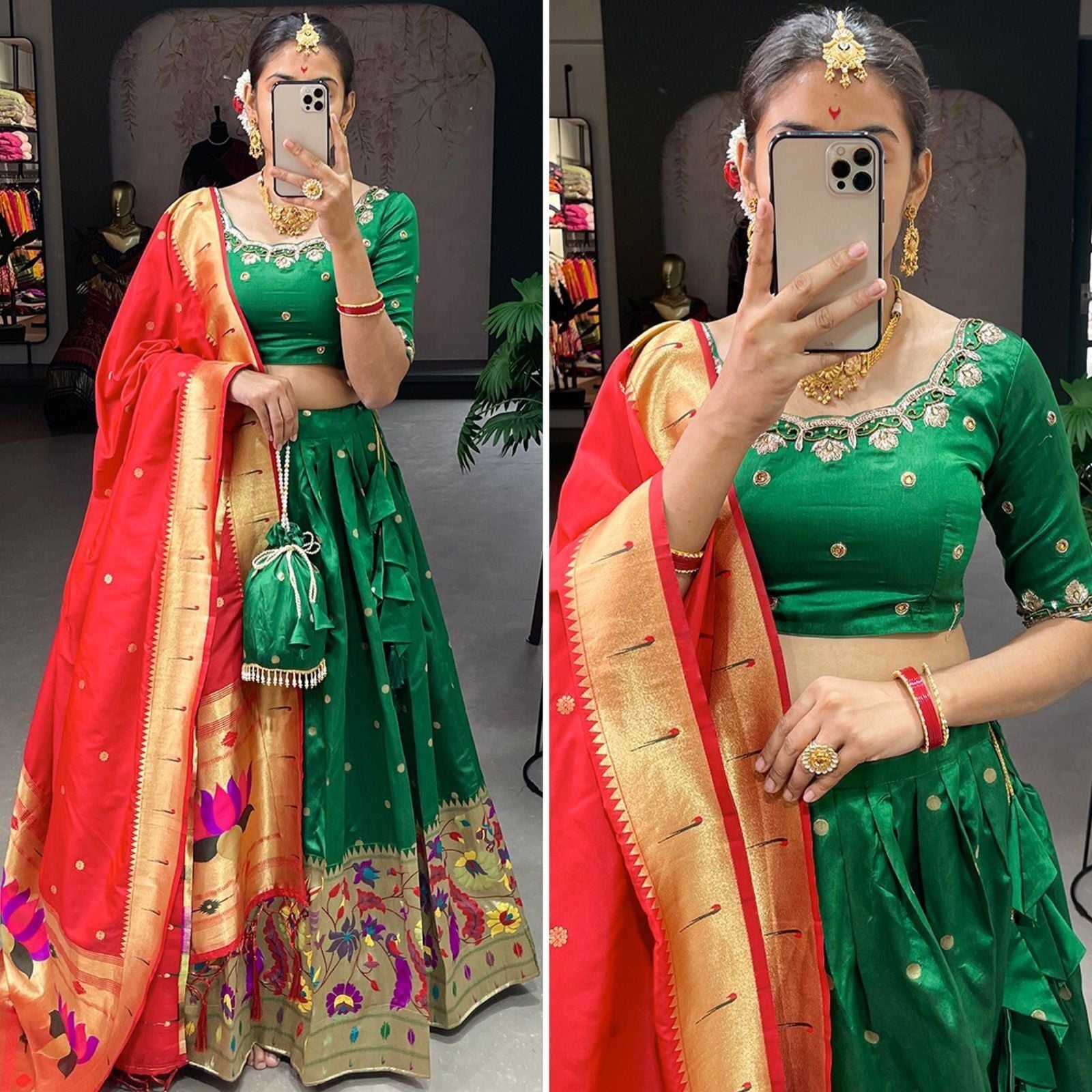 Jacquard Silk & Weaving Zari Work Lehenga Blouse With Dupatta image 6