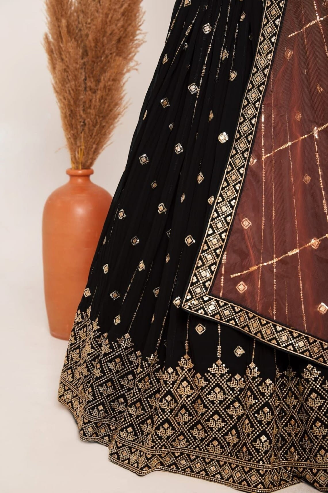 Heavy Georgette With Embroidery & Sequence Work Lehenga Blouse With Dupatta image 6