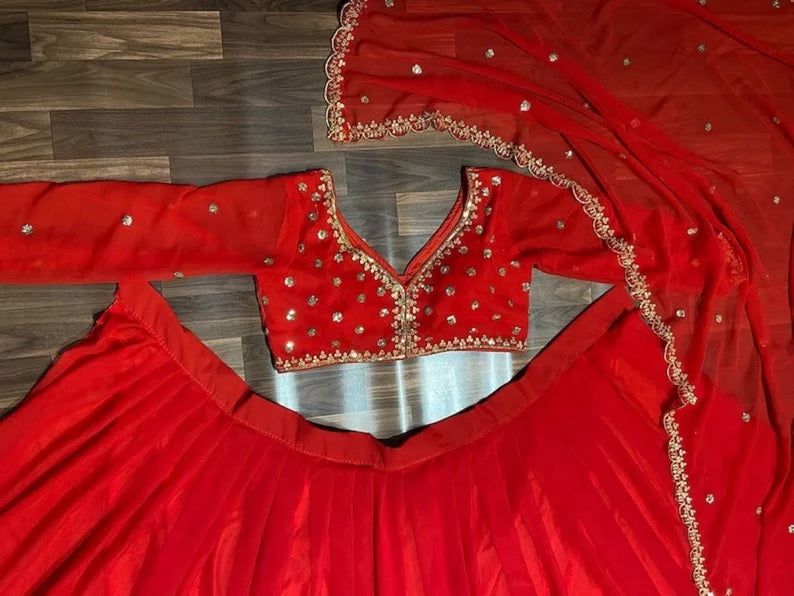 Premium Georgette & Embroidered Designer Lehenga Choli With Dupatta image 6