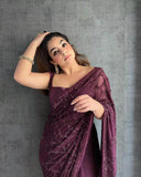 Georgette Heavy Satin Banglori Silk Sareee & Blouse image 6