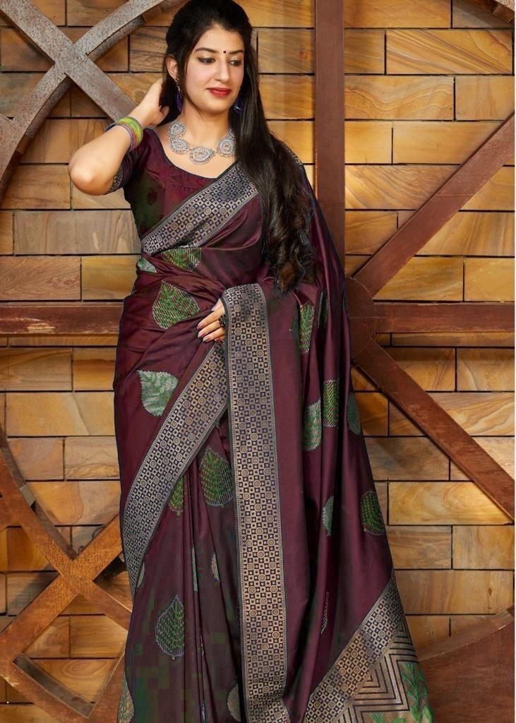 Soft Lichi Silk  Jacquard Border Saree image 6