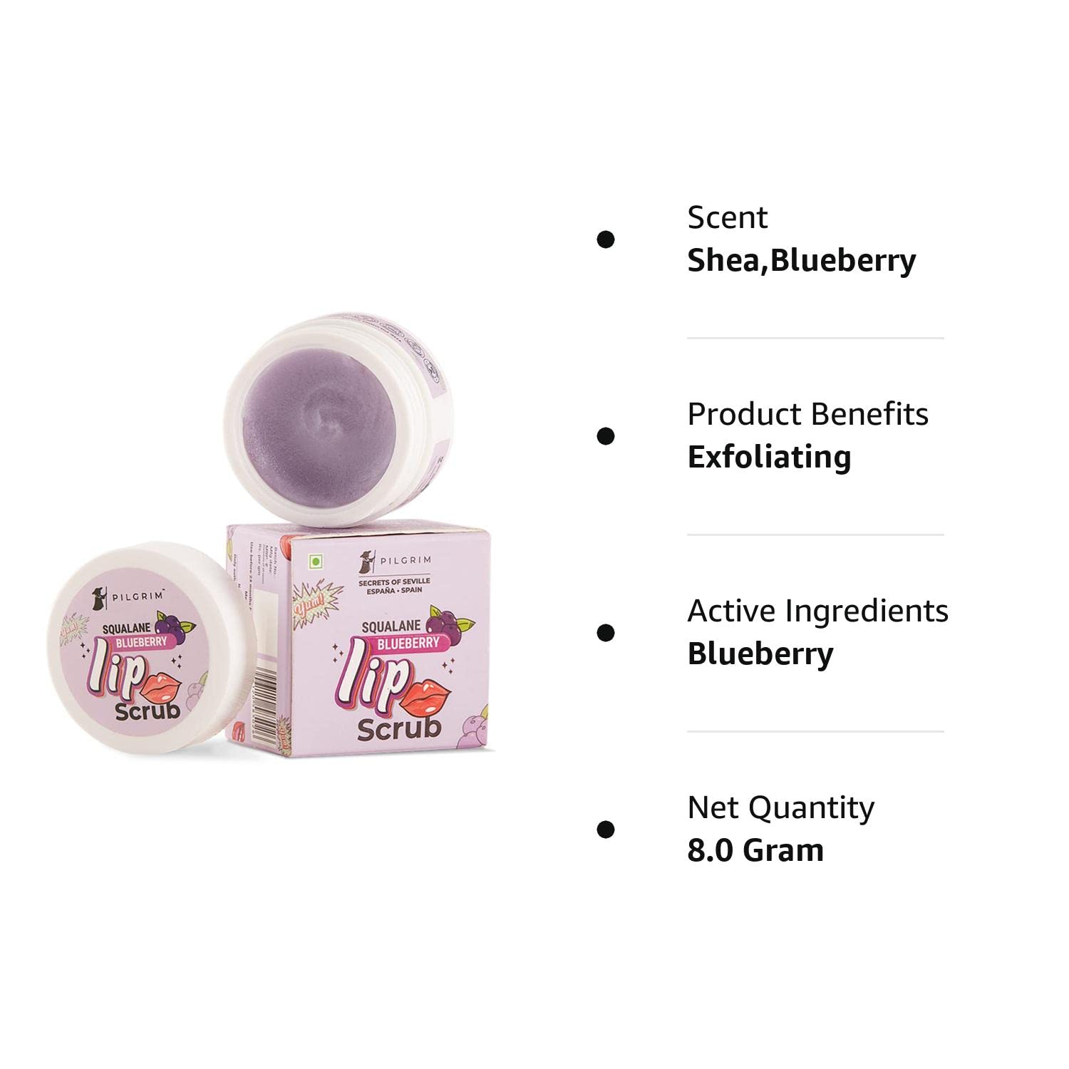 Pilgrim Squalane Blueberry Lip Scrub - 8 gm image 6