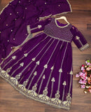Georgette With Embroidery Design Work Gown Dresses With Dupatta image 6
