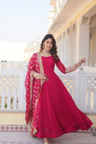 Rani Faux Blooming Sequence Embroidery Work Gown Dress With Dupatta image 2