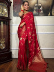 Red  Banarasi Soft Silk Saree image 1