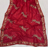 Red Georgette Embroidery Sequence Saree image 6