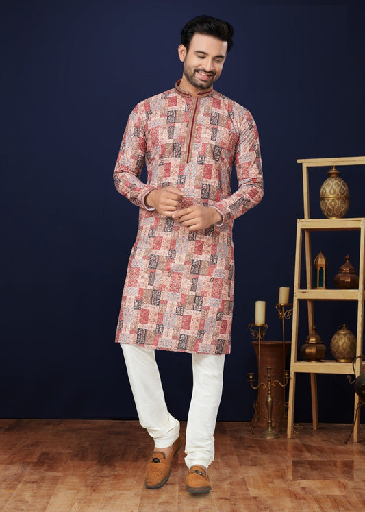 Designer Heavy Cotton Men'S Kurta Pajama Set image 1