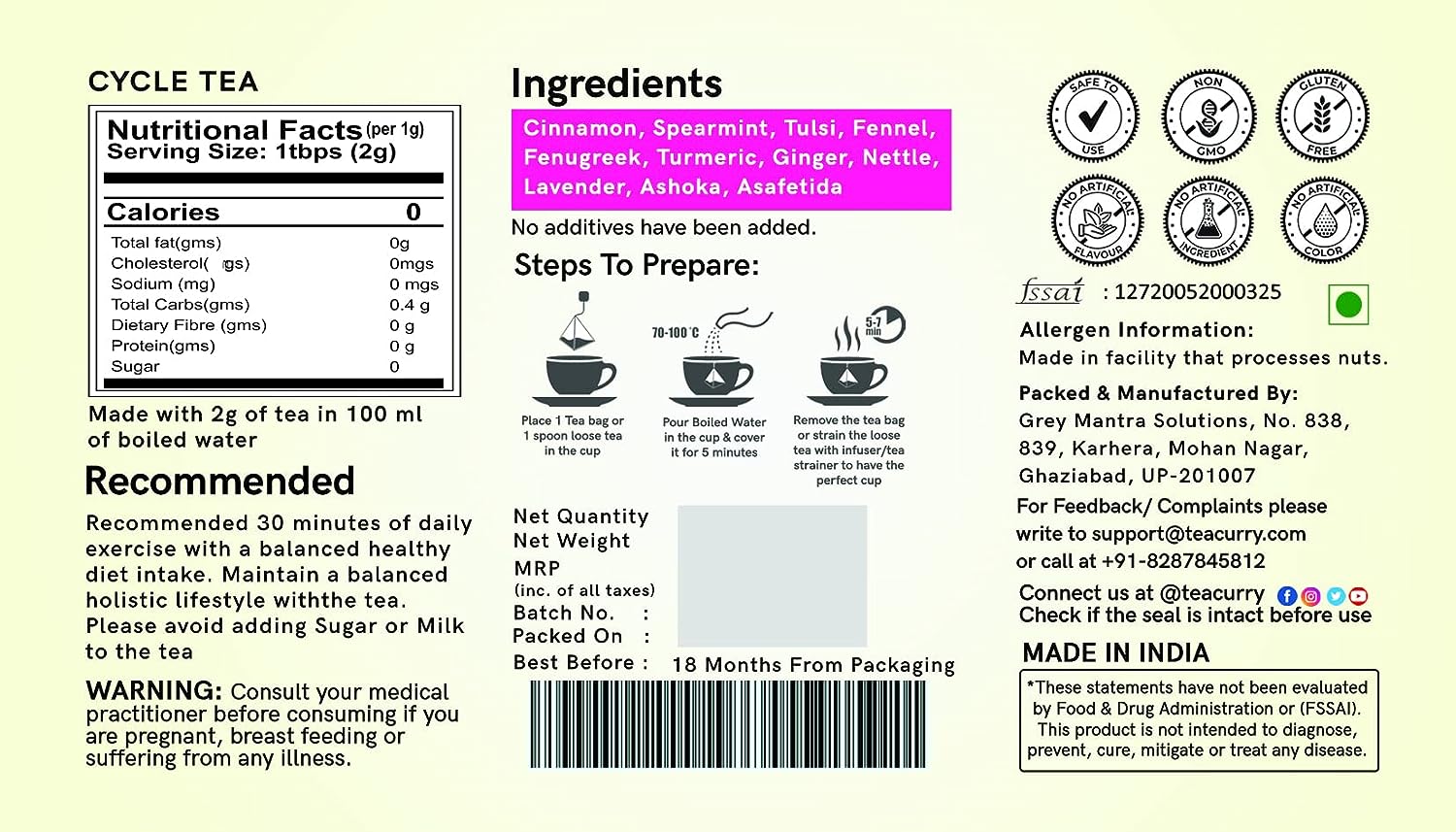 Teacurry Cycle Tea-Period Tea - 30 teabags image 6