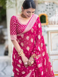 Rani Banarasi Soft Silk Saree With Unstitched Blouse image 6