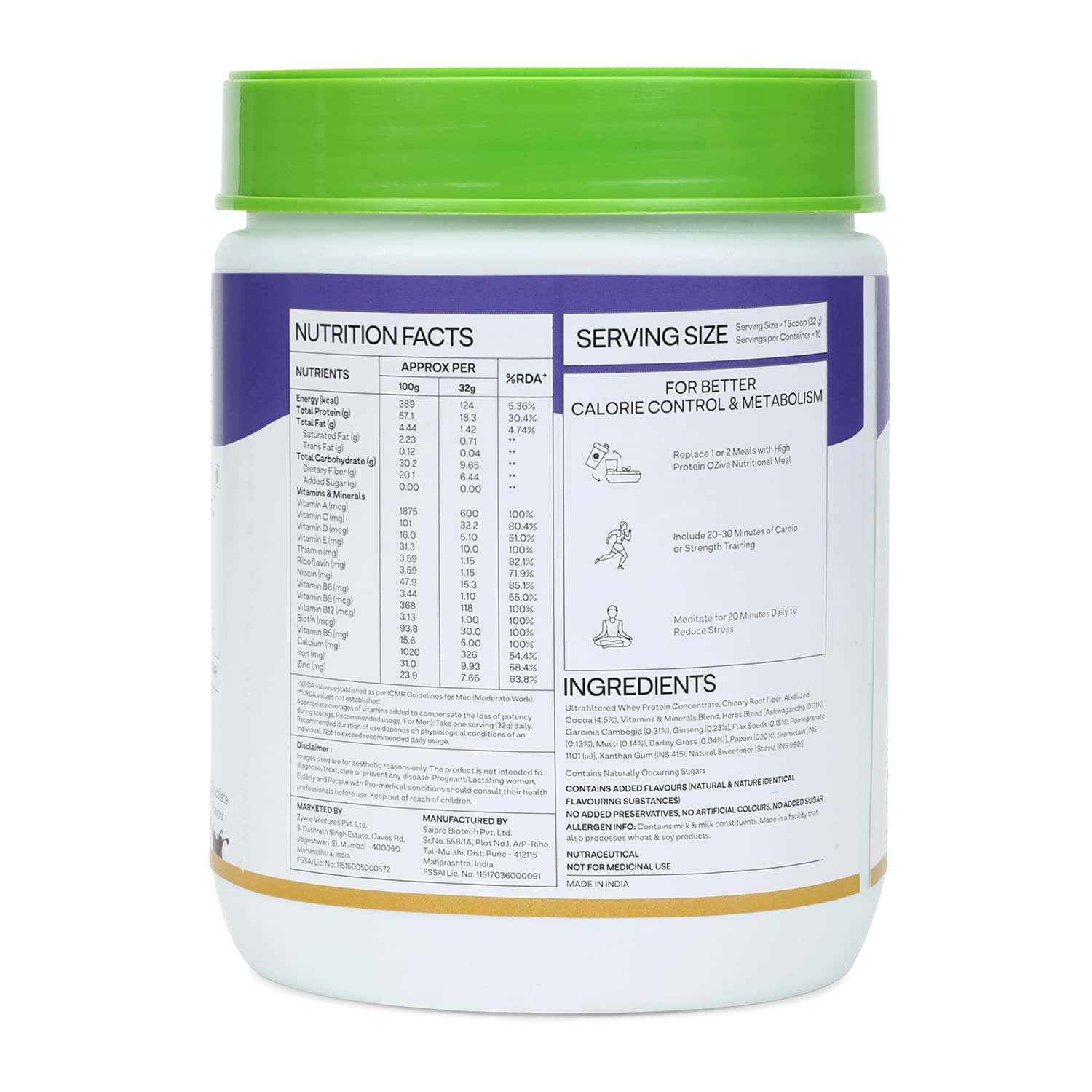 OZiva Nutritional Meal For Men - 16 Servings/ 500 gm image 6