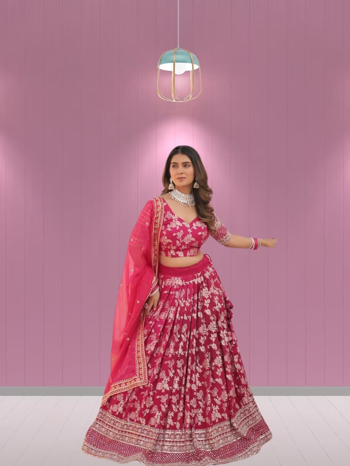 Pure Viscose Jacquard With Embroidery Sequins work Lehenga Choli Dupatta image 6