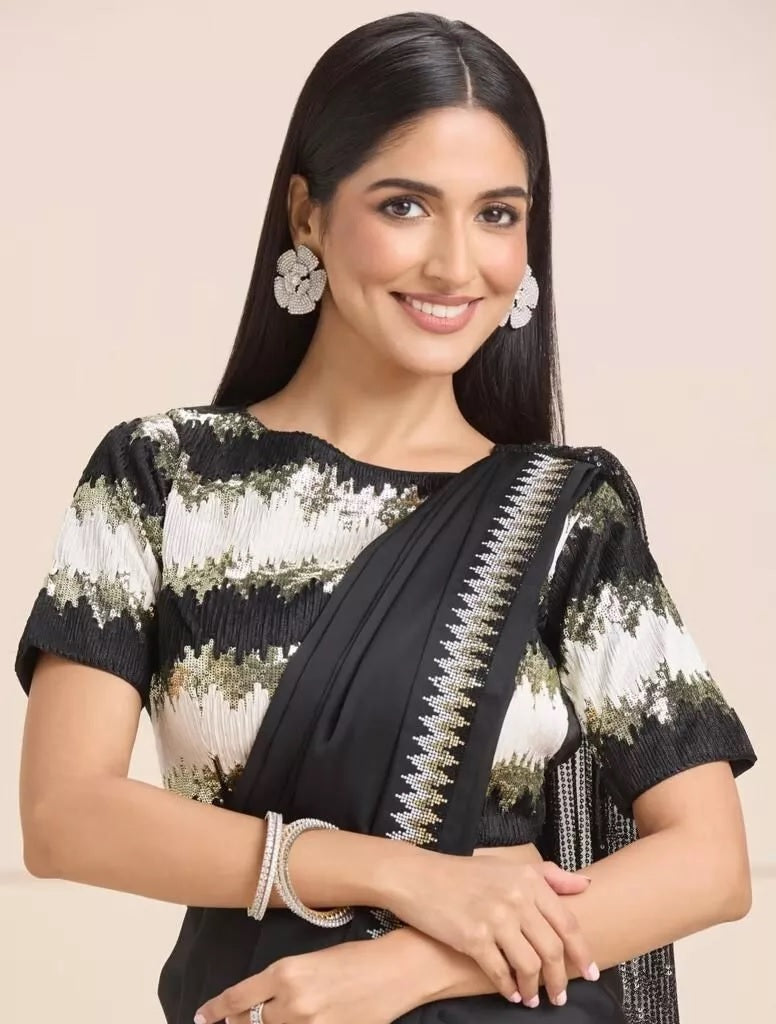 Heavy Pure Soft Georgette With Sequence Work Saree & Blouse image 6