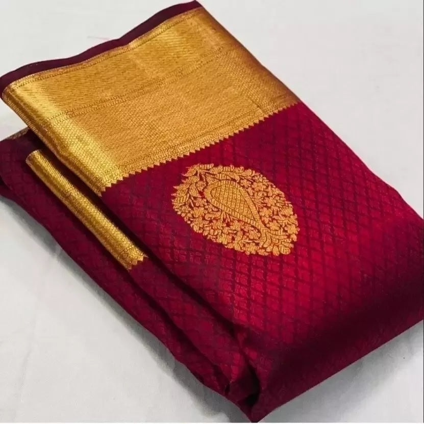 Banarasi Soft Silk Party Wear Saree & Blouse image 6