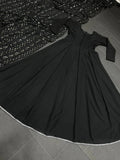 Black Faux Georgette Anarkali Gown Dresses With Dupatta image 6