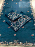 Rangoli Silk With Embroidery Work Saree With Blouse image 6