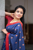 Soft Lichi Silk With Beautiful Jacquard Border Saree With Blouse image 6