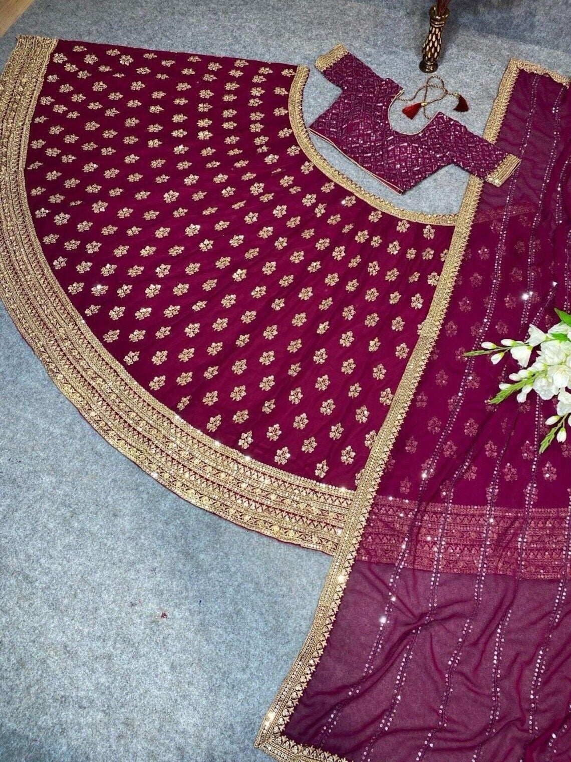 Faux Georgette & 5mm Sequence Embroidery Work Lehenga Choli With Dupatta image 6