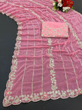 Soft Georgette Bollywood Party Saree With Blouse image 6