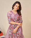 Soft Net With Embroidery Design Work Saree With Blouse image 6