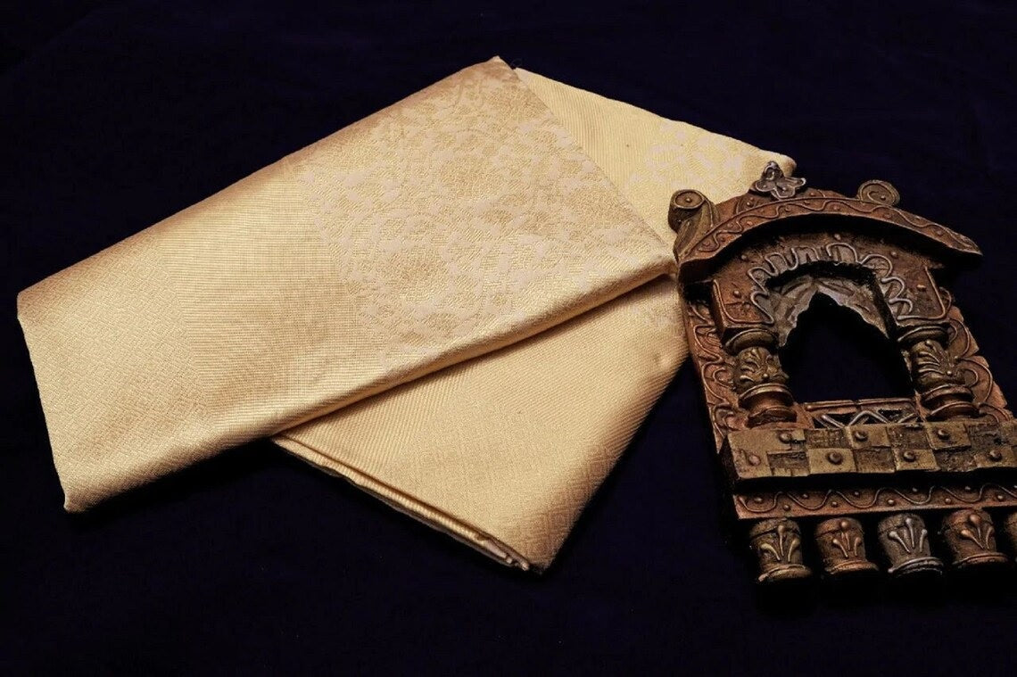 Gold Soft Lichi Silk Saree image 6