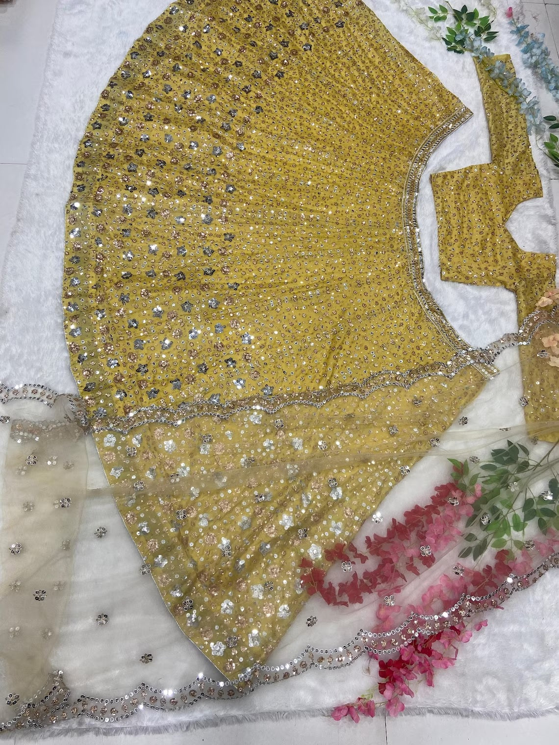Beautiful Classic Style Indian Rangoli Silk Lehenga Choli With Dupatta image 6