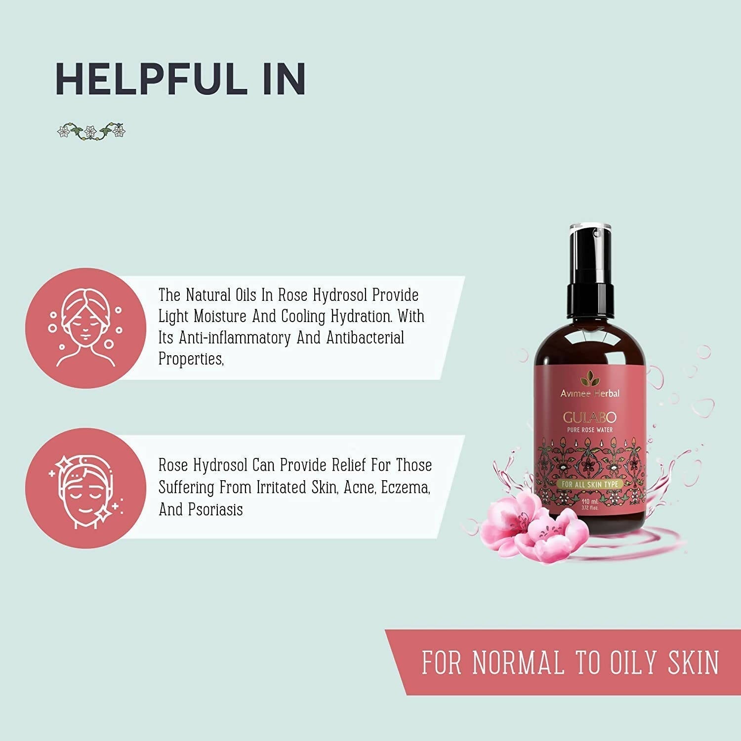 Avimee Herbal Gulabo Pure Rose Water Cleansing & Toning image 3