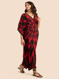 V Neck Printed Lounge Wear Soft Silk Crepe Kaftan J5765 image 7