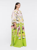 Trending Free Size Crepe Silk Beach Kaftan Green Off-White J5692 image 6