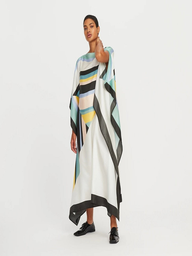 Women's Casual Wear Striped Printed Soft Silk Crepe Kaftan J5603 image 7