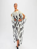 Geometric Boat Neck Style Silk Crepe Printed Kaftan J5633 image 7