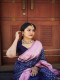 Navy Blue Color Soft Banarasi Silk Saree image 7