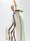 Casual Wear Printed Stripped Pattern Style Soft Satin Silk Kaftan J5634 image 7