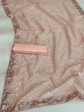 Peach Georgette Embroidery Sequence Saree image 6