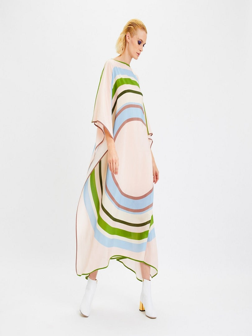 Casual Wear Circular Printed Silk Crepe Kaftan For Women J5687 image 7