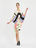 Home Wear Belt Style Printed Soft Satin Silk Short Kaftan J5696 image 1