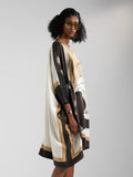 Brown Color Short Silk Crepe Kaftan Dress J5710BROWN image 7