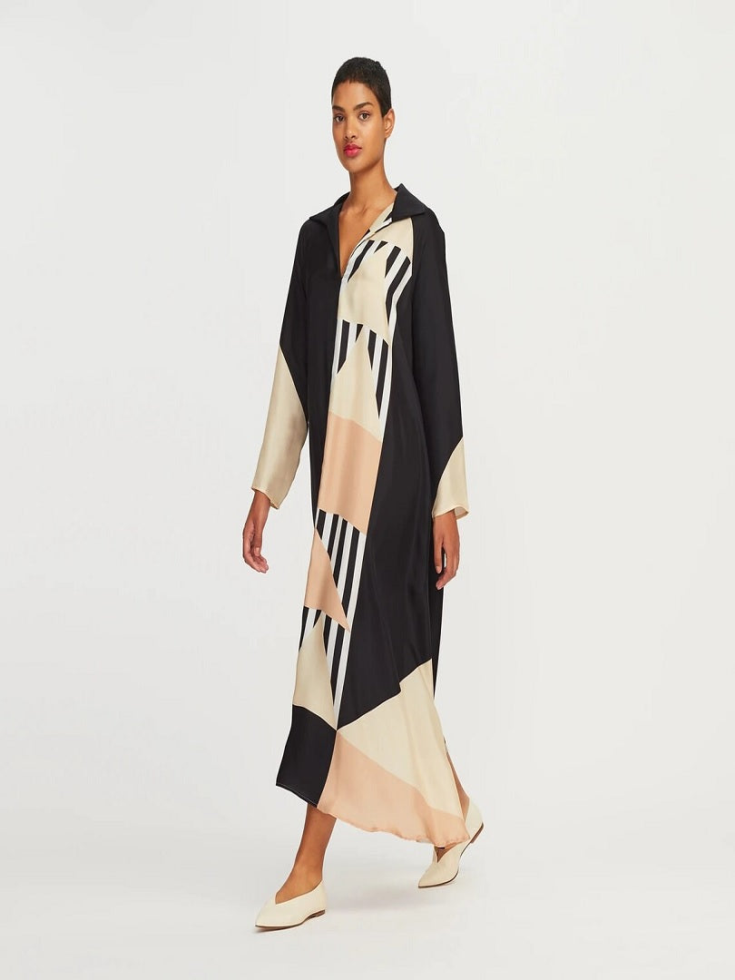 Women Printed Long Sleeves French Crepe Kaftan Kurti Top J5711 image 7