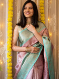 Soft Lichi Silk Jacquard Waving Work With Gold Zari Waving Saree image 7