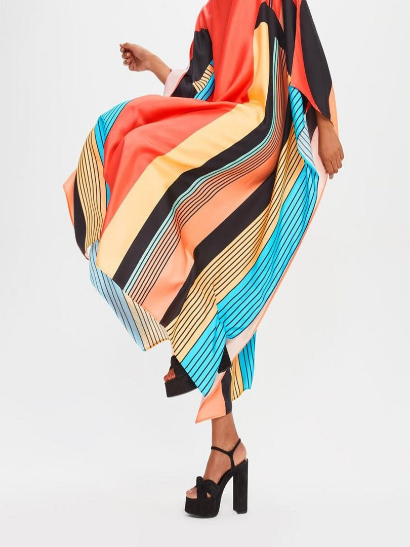 Women Printed Fancy Soft Satin Silk Kaftan J5628 image 7