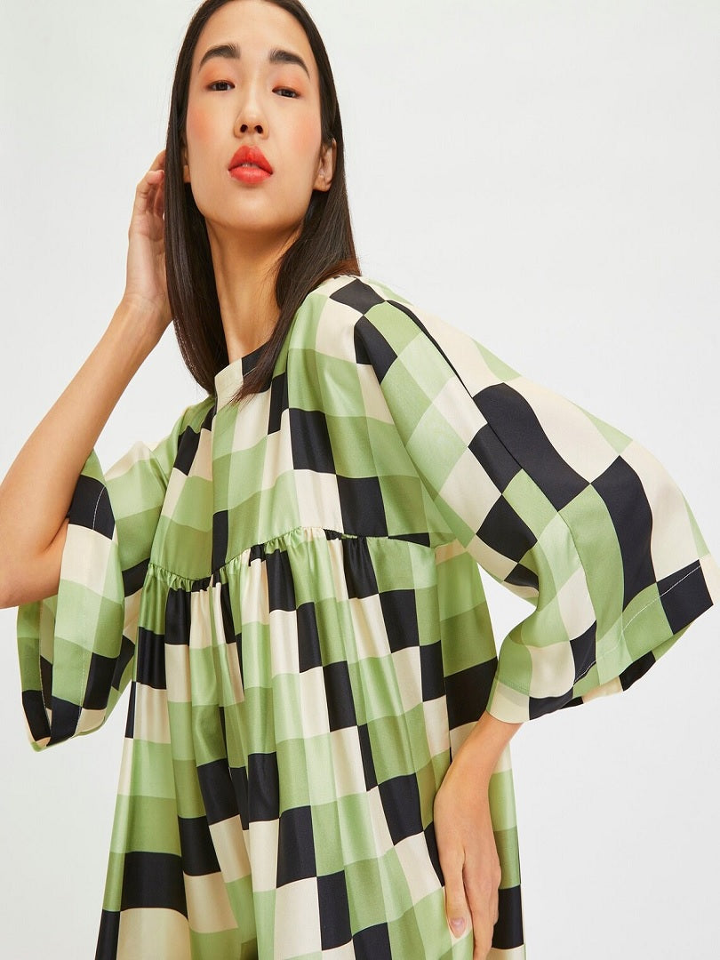 Checked Printed Women Short Maxi Top Party Wear Dress J5756 image 7