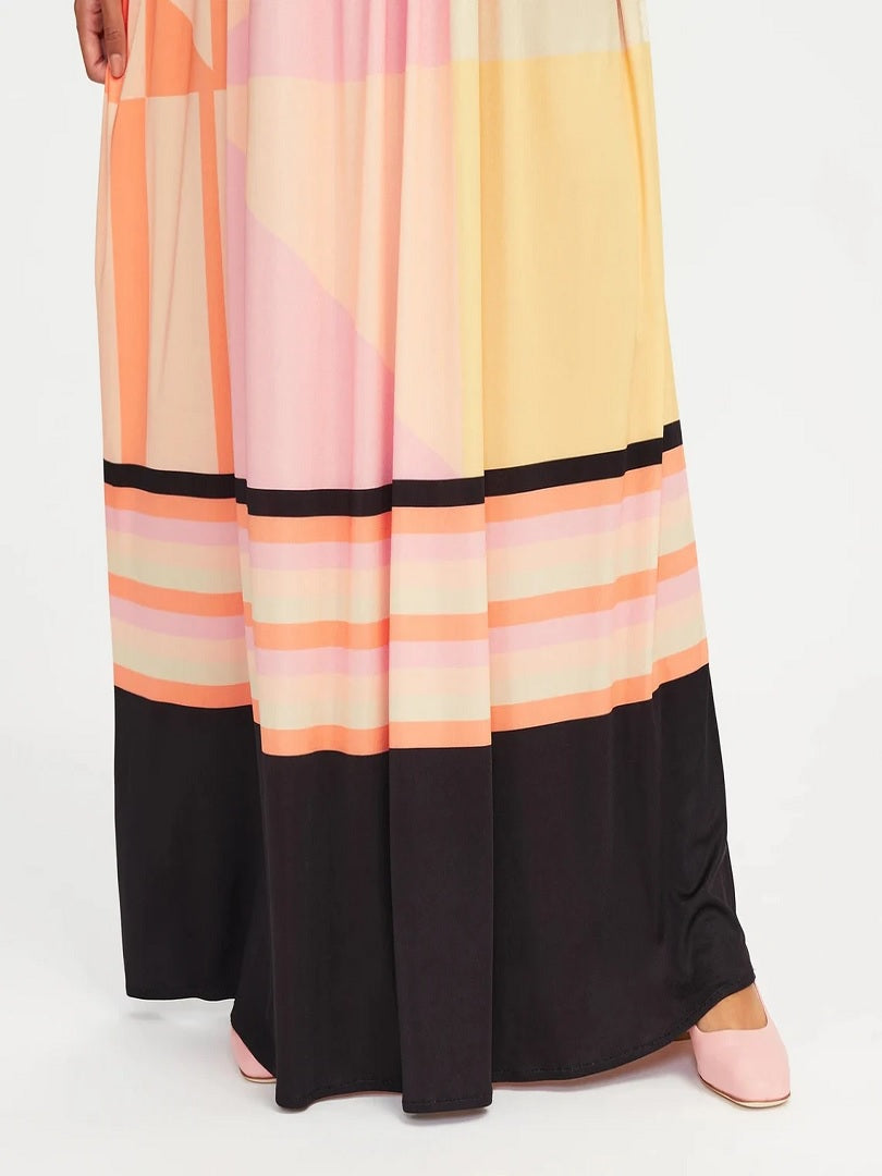 Digital Printed Evening Wear Poly Rayon Cotton Maxi Top Dress Gowns J5758 image 6