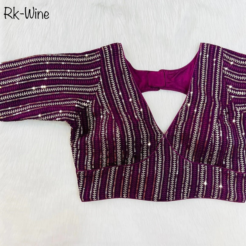 Faux Georgette With Zari Sequence Work Ready made Blouse 14-RK1 image 7