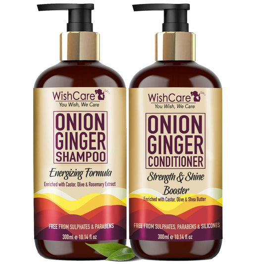WishCare Red Onion Ginger Shampoo & Conditioner Kit (Shampoo and Conditioner combo)-300ml image 1