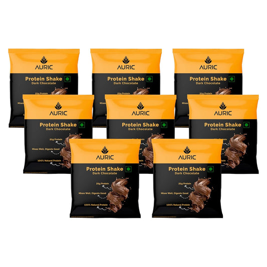 Auric Vegan Protein Powder for Men & Women (Dark Chocolate Flavor) 8 Sachet-21g image 1