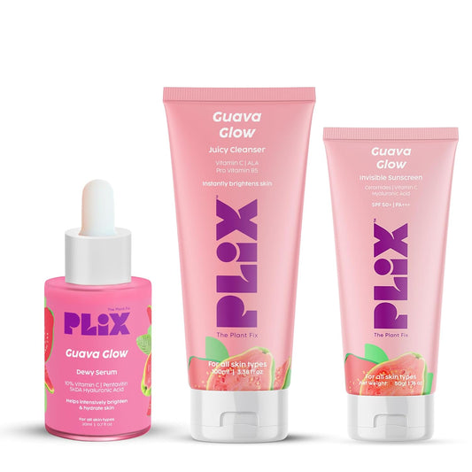PLIX  Face Serum-20ml, Cleanser-100ml& Zero White Cast Sunscreen -50g image 1